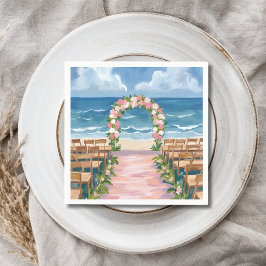 Strandhochzeit Mittelgang Floral Wasserfarbe Serviette