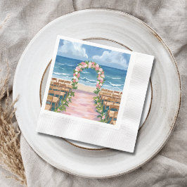Strandhochzeit Mittelgang Floral Wasserfarbe Serviette