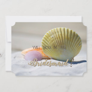 Strandhochzeit, Muscheln im Sand Brautjungfernkar Einladung