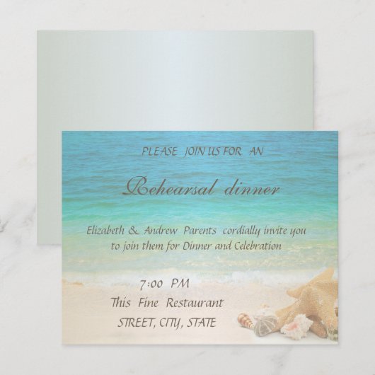 Strandhochzeit Muscheln Probeessen Einladung (Vorne/Hinten)
