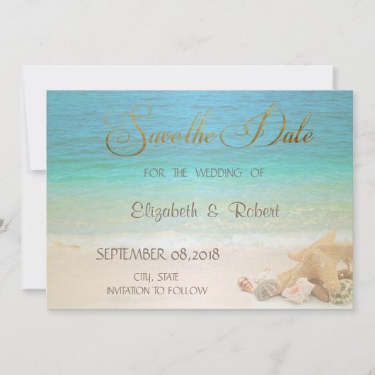 Strandhochzeit Muscheln Save The Date (Vorderseite)