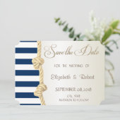 Strandhochzeit, Navy Rope, Streifen Save the Date (Stehend Vorderseite)