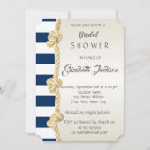 Strandhochzeit, Navy Rope, Stripes Brautparty Einladung (Vorderseite)