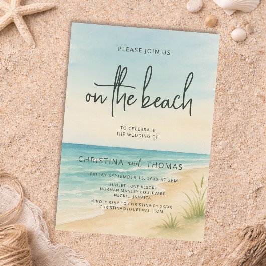 Strandhochzeit ohne großes Aufsehen Einladung