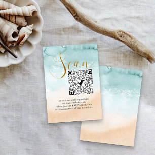 Strandhochzeit Online-RSVP-QR-Code Begleitkarte