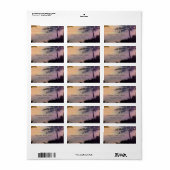 Strandhochzeit, Palm Sunset Lights Label Adressaufkleber (Vorne)