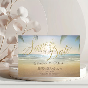 Strandhochzeit Palmen Sonnenuntergang  Save The Da Date