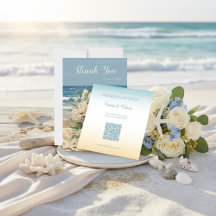 Strandhochzeit QR-Code-Beilagekarte
