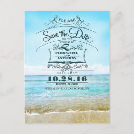 Strandhochzeit-Retro Save the Date Postkarten