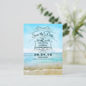 Strandhochzeit-Retro Save the Date Postkarten (Stehend Vorderseite)