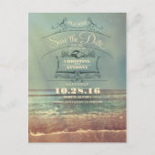 Strandhochzeit-Retro Save the Date Postkarten (Vorderseite)