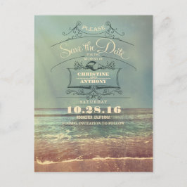 Strandhochzeit-Retro Save the Date Postkarten