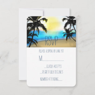 Strandhochzeit RSVP bei Tageslicht & Palmen Karte