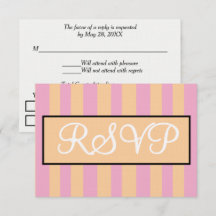Strandhochzeit RSVP mit rosa Cabana-Streifen