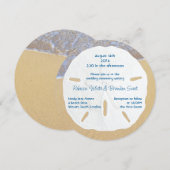 Strandhochzeit Sand-Dollar Runde Einladungen (Vorne/Hinten)
