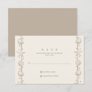 Strandhochzeit Sand Muschel  RSVP Karte