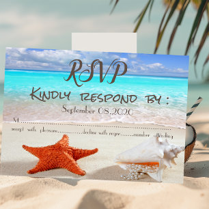 Strandhochzeit Sand Muscheln RSVP Einladung