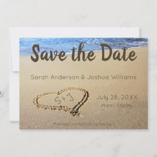 Strandhochzeit Sandherz Initialen Save The Date