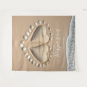 Strandhochzeit Sandherzen Wandteppich (Vorderseite (Horizontal))