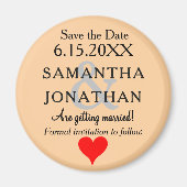 Strandhochzeit Save the Date Herz Magnet (Vorne)