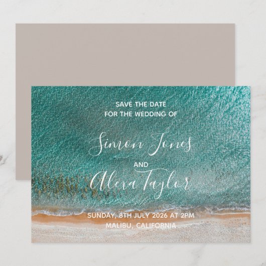 Strandhochzeit Save-the-Date-Karte Save The Date (Vorne/Hinten)