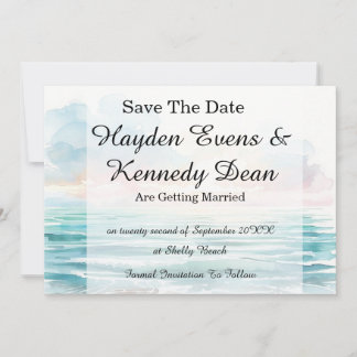 Strandhochzeit Save-the-Date-Karte | Wasserfarbe Einladung
