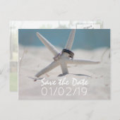 Strandhochzeit Save the Date mit Foto Ankündigungspostkarte (Vorne/Hinten)
