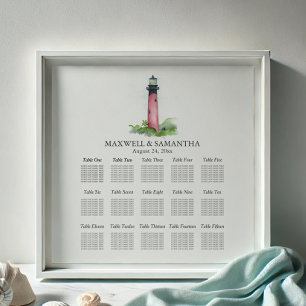Strandhochzeit - schöner Leuchtturm Poster