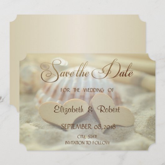 Strandhochzeit, Seashell, Waldhöre Save the Date (Vorne/Hinten)