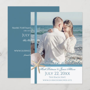 Strandhochzeit Seestern Sanddollar Save-the-Date Einladung