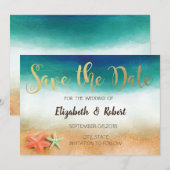 Strandhochzeit, Seestern Save The Date (Vorne/Hinten)