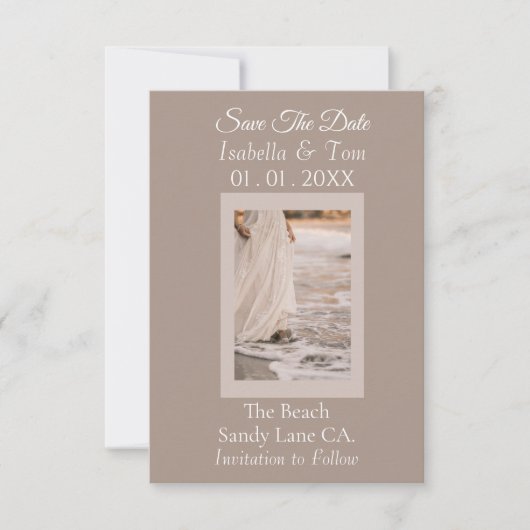 Strandhochzeit, Soft-Neutral-Braut Rettet Die Save The Date (Vorderseite)
