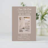 Strandhochzeit, Soft-Neutral-Braut Rettet Die Save The Date (Stehend Vorderseite)