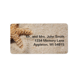 Strandhochzeit-Starfish auf dem Sand-Label Adressaufkleber
