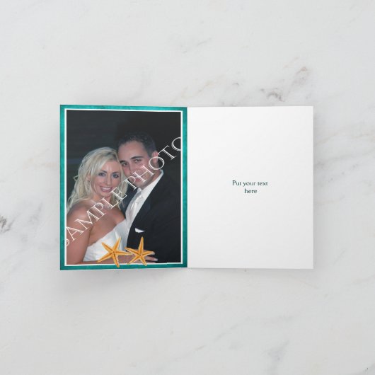 Strandhochzeit Starfish Paar & Schleier Vielen Dan Dankeskarte (Innenseite)