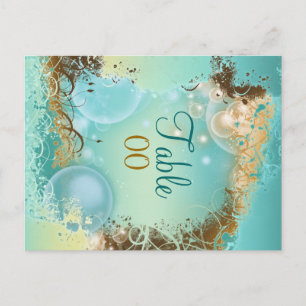 Strandhochzeit "Tischnummer" aqua Postkarte