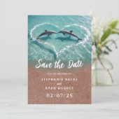 Strandhochzeit tropisch Save the Date Einladung (Stehend Vorderseite)