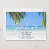 Strandhochzeit unter Palmen Save The Date (Vorderseite)