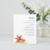 Strandhochzeit von Starfish Muscheln Begleitkarte (Stehend Vorderseite)