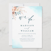 Strandhochzeit Wasserfarbe Einladung (Vorderseite)