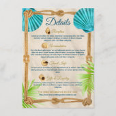 Strandhochzeiten Details Türkis Seashell Rope Palm Begleitkarte (Vorderseite)