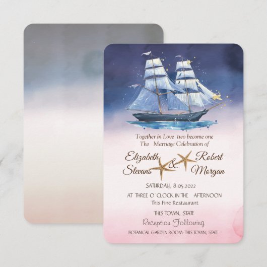 Strandhochzeiten Einladung (Vorne/Hinten)