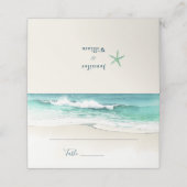 Strandhochzeiten Wasserfarbenmeer Gedeckte Platzka Platzkarte (Außenseite Aufgefaltet)