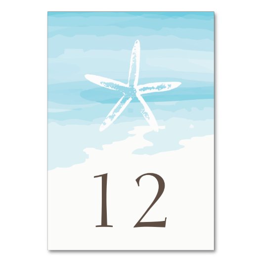 Strandhochzeitkarte Tischnummer (Vorderseite)