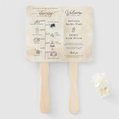 Strandhochzeitprogramm Handfan mit Fahrtzeit Fächer (Vorne und Hinten)