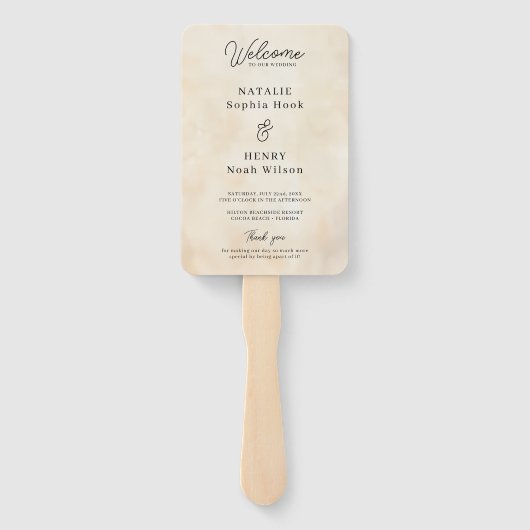 Strandhochzeitprogramm Handfan mit Fahrtzeit Fächer (Rückseite)