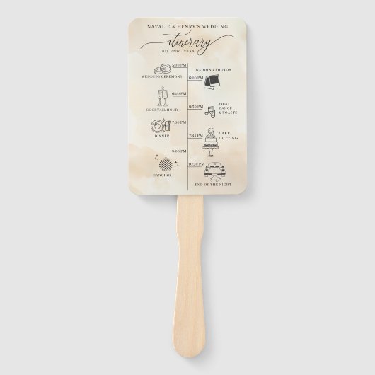 Strandhochzeitprogramm Handfan mit Fahrtzeit Fächer (Vorderseite)