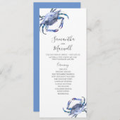 Strandhochzeitprogramme Wasserfarbenkrabbe Einladung (Vorne/Hinten)