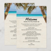 Strandhochzeits-Itinerary-Doppelseitiges Programm (Vorne/Hinten)