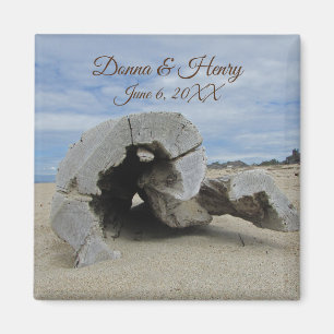 Strandhochzeitsandenken-Treibholz-Foto Oceanside Magnet